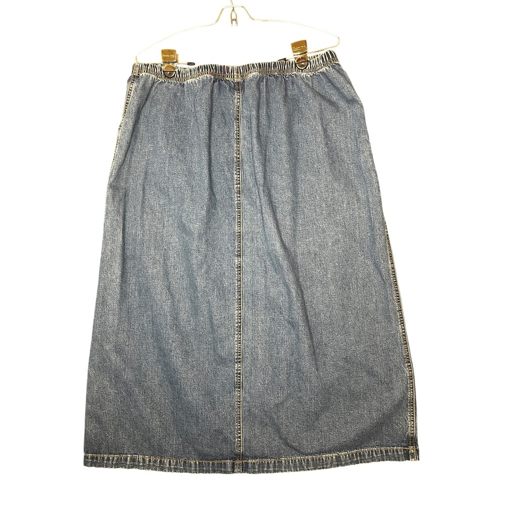 Vtg Gloria Vanderbilt 16W Blue Denim Maxi Skirt 90s‎ Prairie Cottagecore Modest - Picture 2 of 11